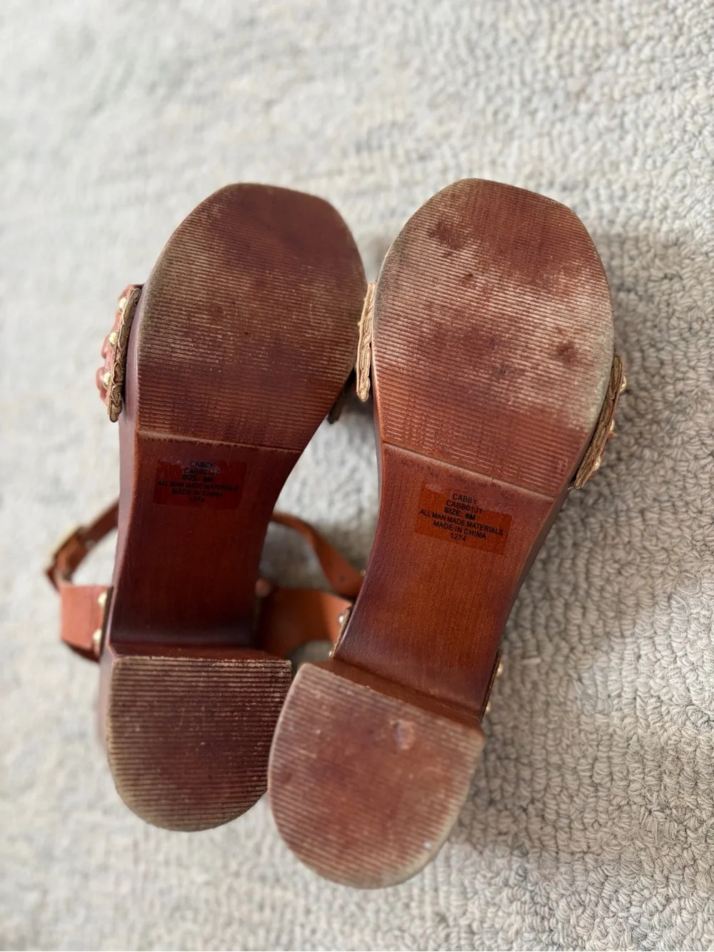 Madden Girl Cabby Cognac Braided Platform Block Heel Sandals Size 8